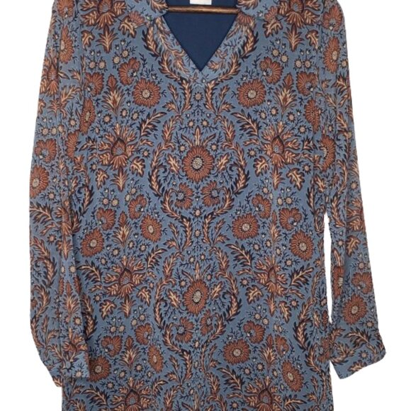 Cabi Womens Provincial Floral Bohemian Shift Dress Size S Blue Rust Feminine - Picture 4 of 11